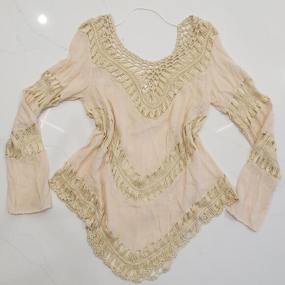 Umgee Crochet Style Sz M Poncho Top Cover Up Bohemian BOHO Festival Oversized - Picture 1 of 10